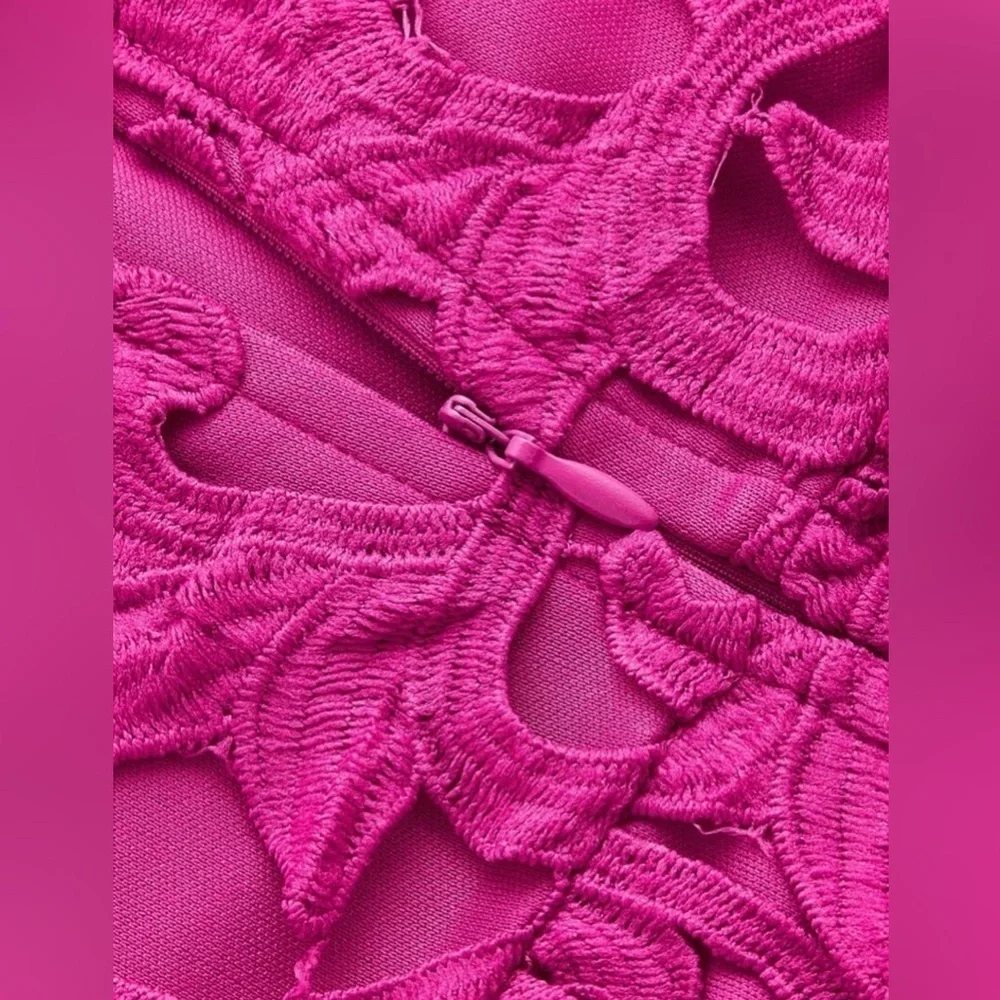 Pretty in Pink Elegant Embroidered Off the Shoulders Midi Dress - Picture 6 of 8